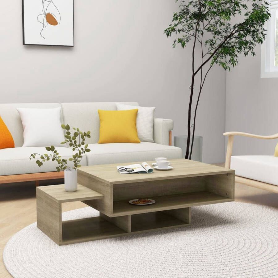 The Living Store Salontafel 105 x 55 x 32 cm Sonoma eiken spaanplaat Montage vereist - Foto 2