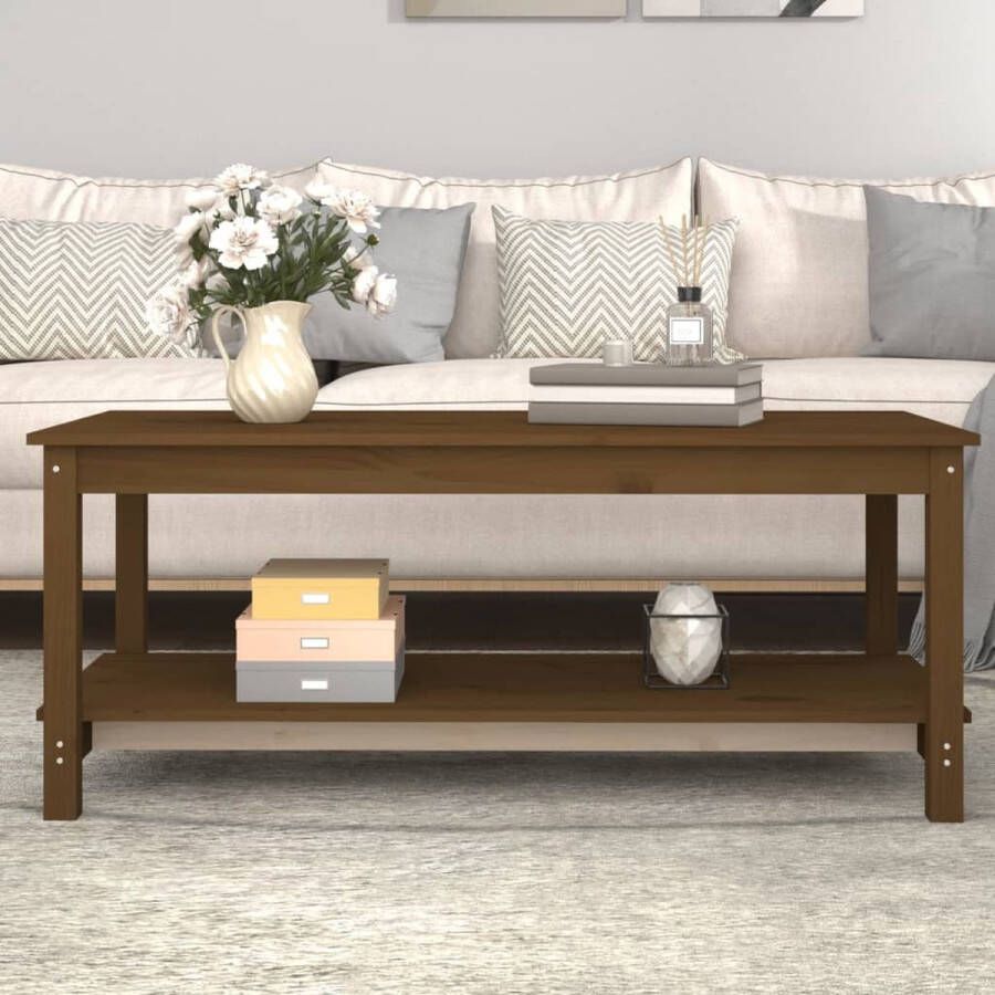 The Living Store Houten Salontafel Massief Grenenhout 110 x 55 x 45 cm Honingbruin - Foto 2