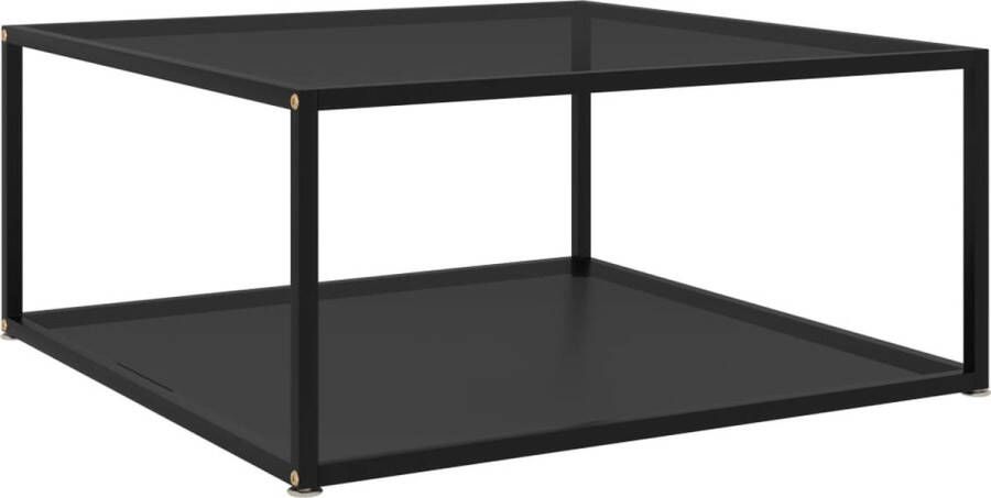 The Living Store Salontafel 2-laags 80 x 80 x 35 cm zwart gehard glas en gepoedercoat staal - Foto 2