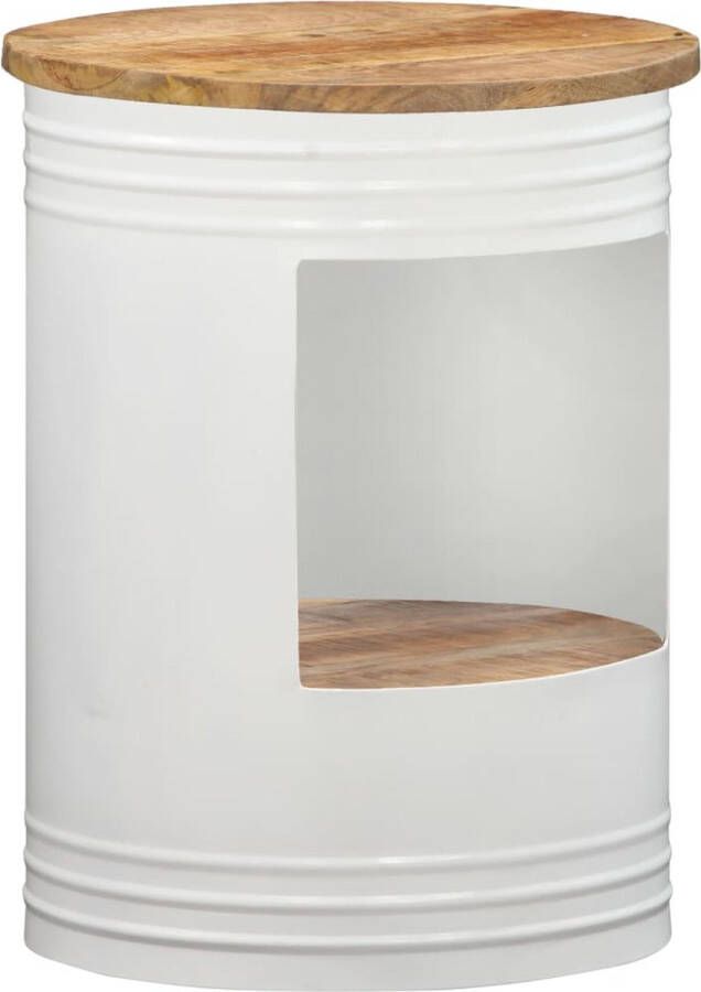 The Living Store Salontafel 43 x 55 cm Mangohout en ijzer Salontafel Mangohouten Tafel Houten Salontafel Bijzettafel Koffietafel - Foto 2