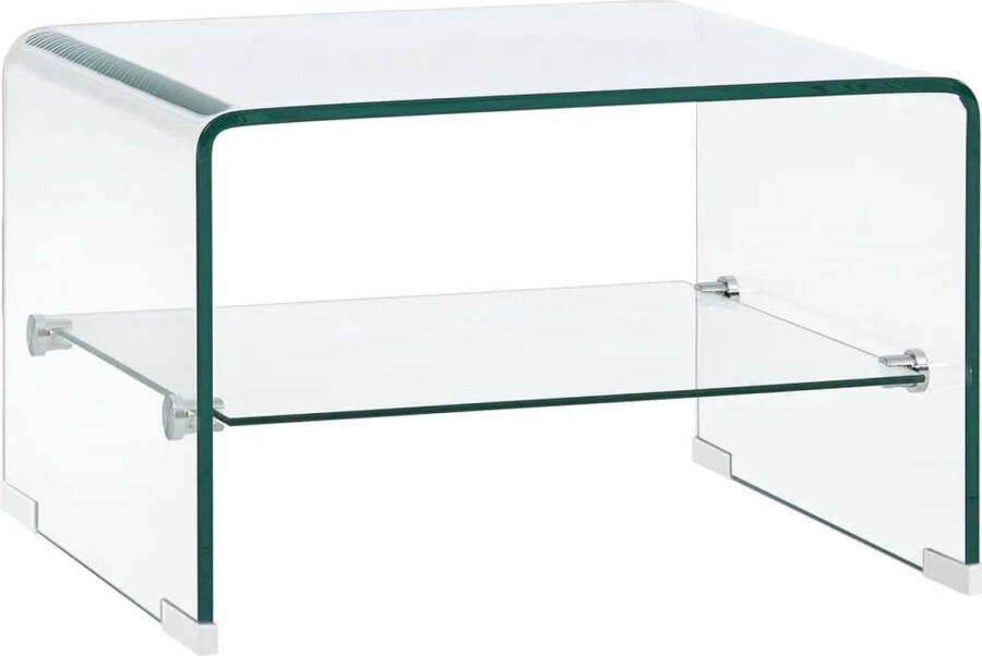 The Living Store Salontafel Gehard veiligheidsglas 50 x 45 x 33 cm Transparant - Foto 2