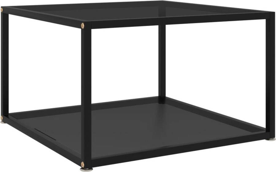 The Living Store Salontafel 60x60x35 cm Glas en Staal Zwarte Kleur - Foto 2