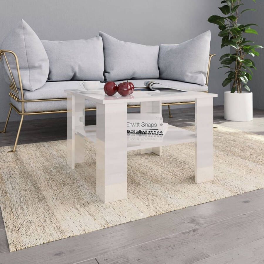 The Living Store Salontafel Modern Hoogglans wit 60 x 60 x 42 cm (B x D x H) - Foto 2