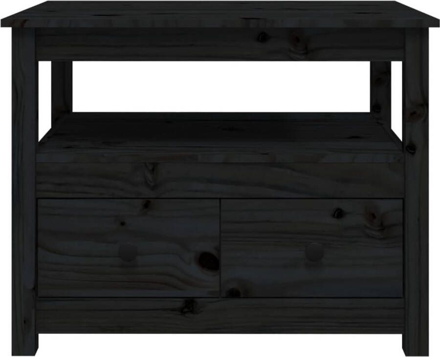 The Living Store Salontafel 71x49x55 cm massief grenenhout zwart Tafel - Foto 2