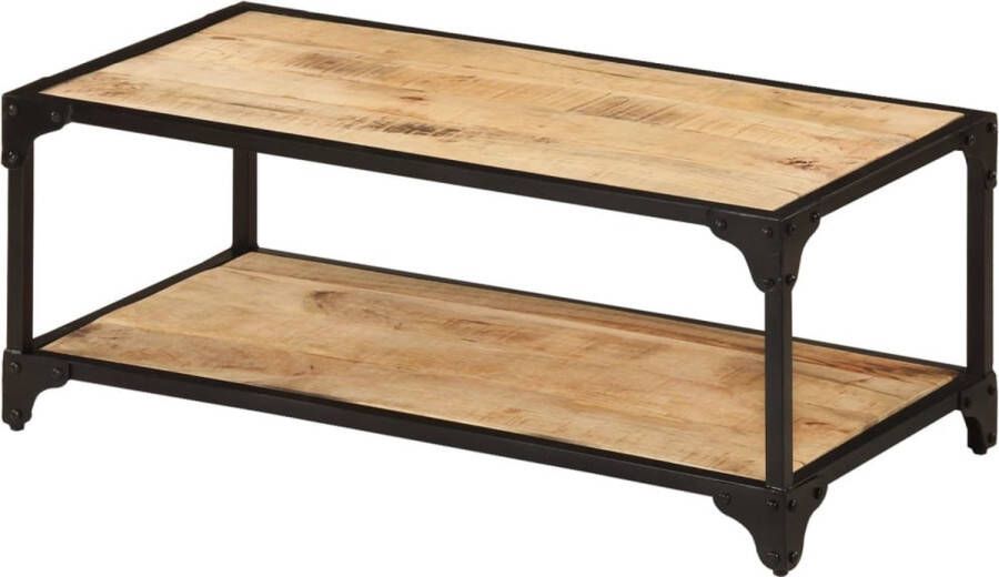 The Living Store Salontafel Vintage Stijl Hout 90 x 45 x 35 cm Massief Ruw Mangohout Zwart Ijzer - Foto 3