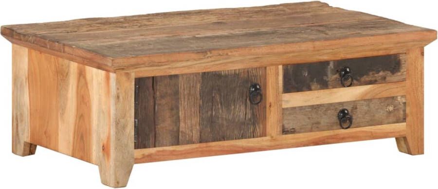 The Living Store Salontafel 90x50x31 cm massief gerecycled hout Tafel - Foto 1