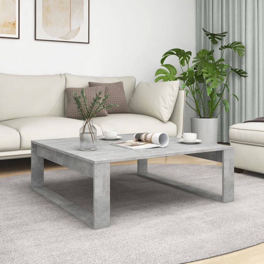 The Living Store Salontafel Betongrijs 100x100x35cm Spaanplaat Montage vereist - Foto 2