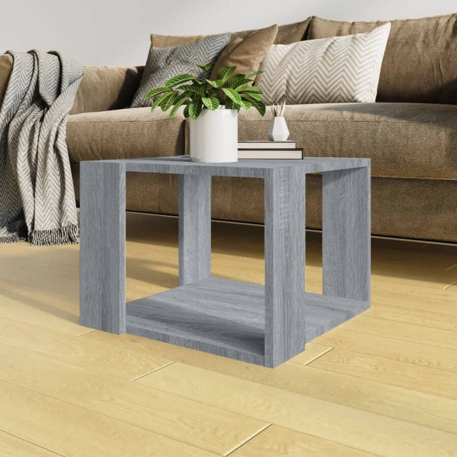 The Living Store Salontafel Bewerkt Hout 40x40x30 cm Opbergruimte Grijs Sonoma Eiken - Foto 2