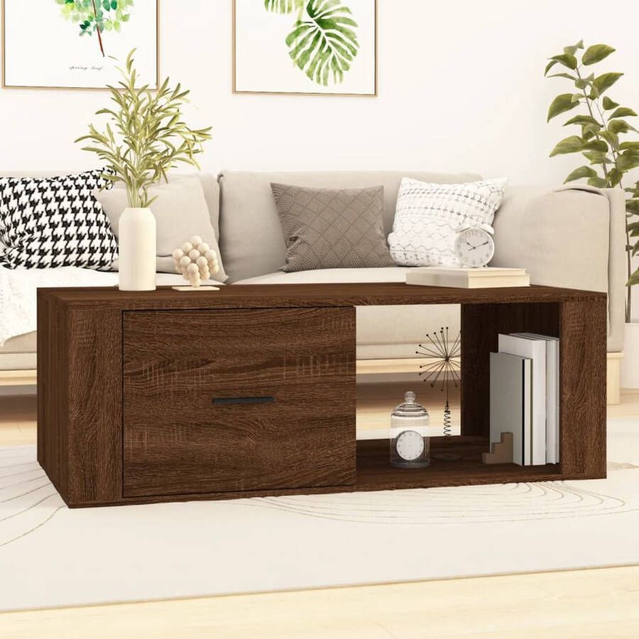 The Living Store Salontafel Functioneel Bruineiken 100 x 50.5 x 35 cm - Foto 2