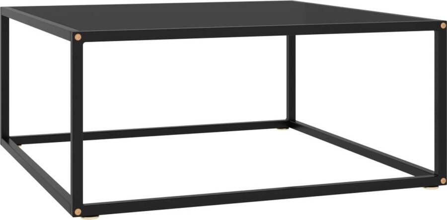 The Living Store Salontafel Gehard glas gepoedercoat staal 80x80x35 cm Zwart - Foto 2