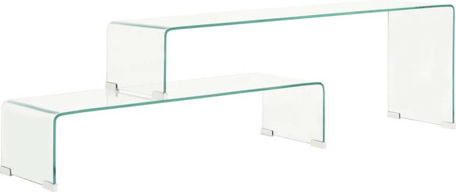 The Living Store Salontafel Gehard Veiligheidsglas Transparant 90 x 30 x 20 cm 110 x 30 x 40 cm Verstelbaar tot 190 cm - Foto 2