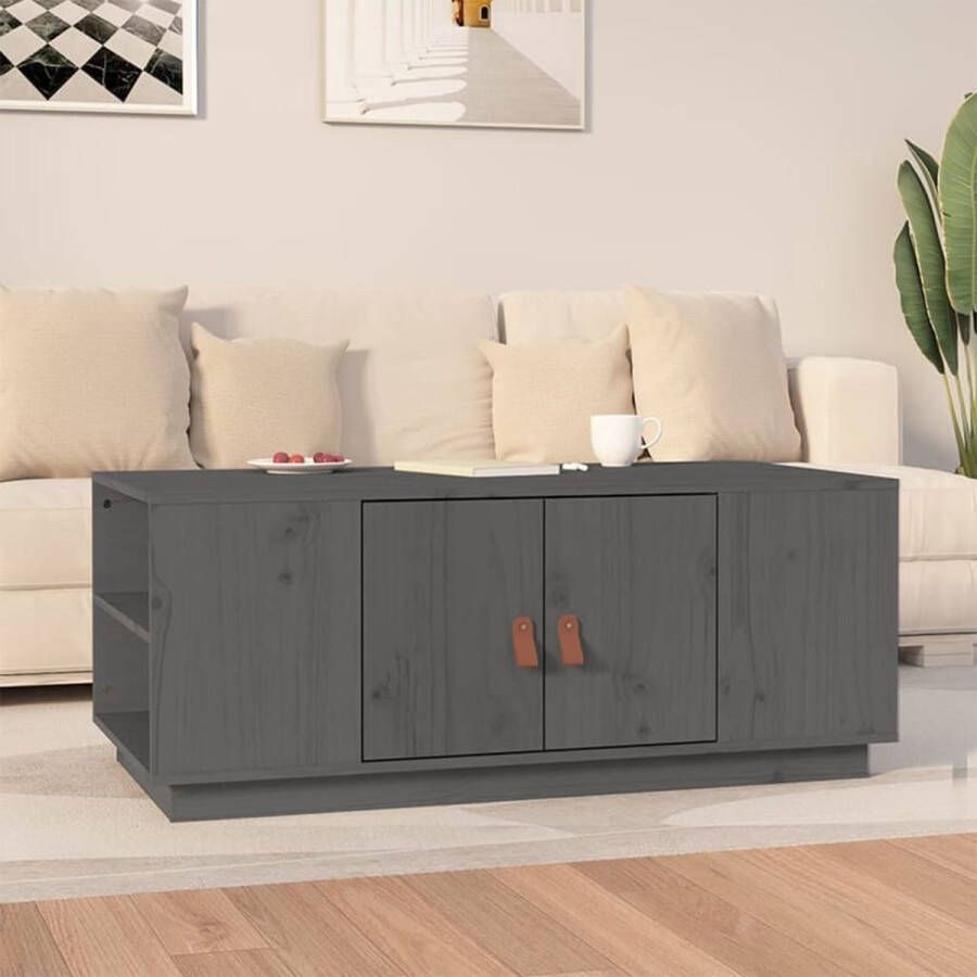 The Living Store Salontafel Grenenhout Grijs 100 x 50 x 41 cm - Foto 3