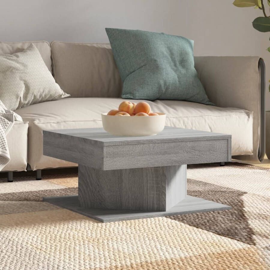The Living Store Salontafel Grey Sonoma Eiken 57 x 57 x 30 cm Hoogwaardig Bewerkt Hout Salontafel Bewerkt Hout Grijze Salontafel Grijs Design Salontafel - Foto 3