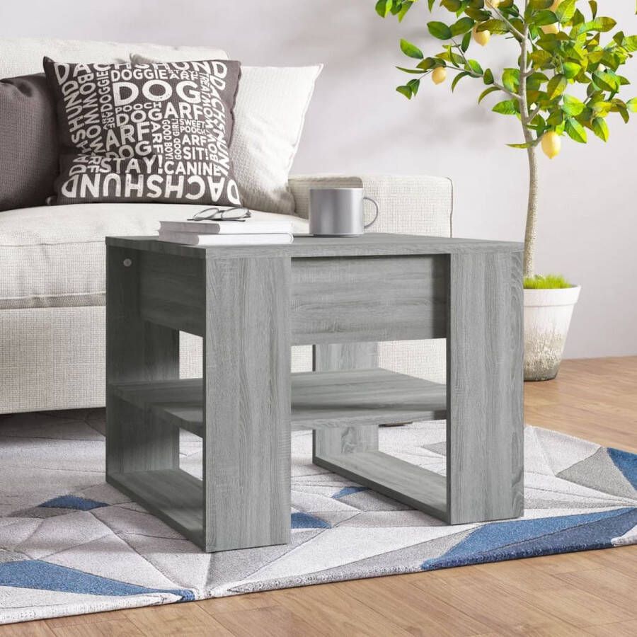 The Living Store Salontafel Grijs Sonoma Eiken 55.5x55x45 cm Bewerkt Hout - Foto 2