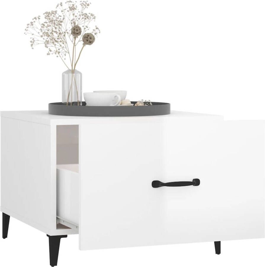 The Living Store Salontafel met metalen poten 50x50x40 cm hoogglans wit Salontafel Industrieel Design Houten Tafel Witte Tafel Metalen Onderstel - Foto 2