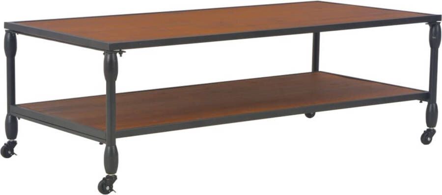 The Living Store Salontafel Industrieel Bruin Hout Metaal 120 x 60 x 40 cm Met Schap - Foto 2