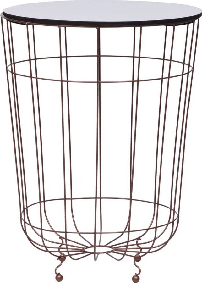 The Living Store Salontafel Mandontwerp MDF tafelblad Goud frame Wit blad Ø40 x H53 cm