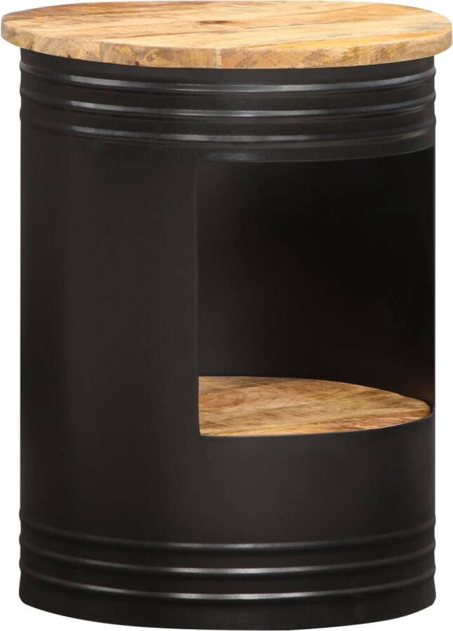 The Living Store Salontafel 43x55 cm massief mangohout Salontafel Mangohouten Salontafel Houten Salontafel Zwarte Salontafel Bruine Salontafel