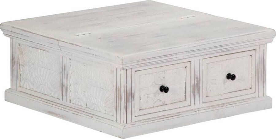 The Living Store Salontafel Mangohout 70 x 70 x 30 cm Met 2 lades - Foto 2