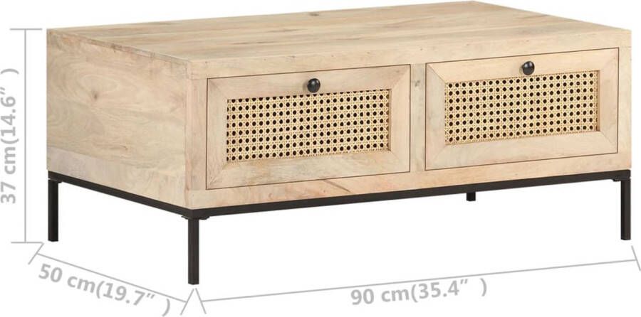 The Living Store Salontafel Mangohout 90 x 50 x 37 cm rustieke charme - Foto 3