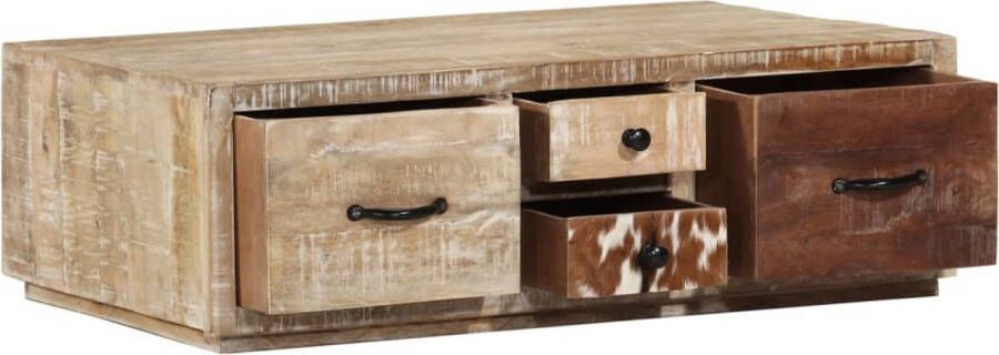 The Living Store Salontafel Mangohout 90 x 60 x 30 cm Met 4 lades - Foto 2