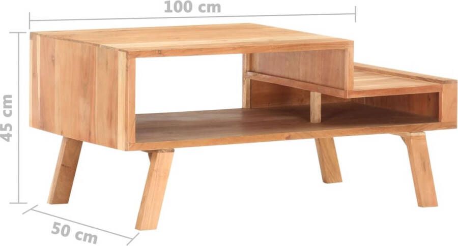 The Living Store Salontafel Massief Acaciahout 100x50x45 cm Met Opbergvak - Foto 2