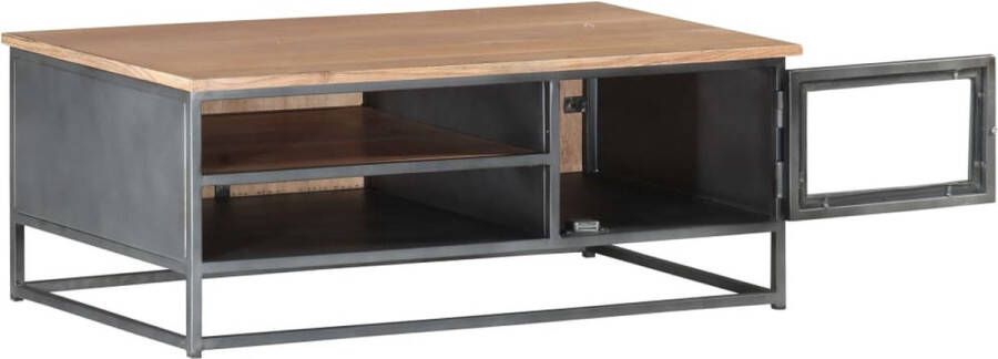 The Living Store Salontafel Massief Acaciahout 90 x 50 x 35 cm Grijs Geen montage vereist - Foto 3
