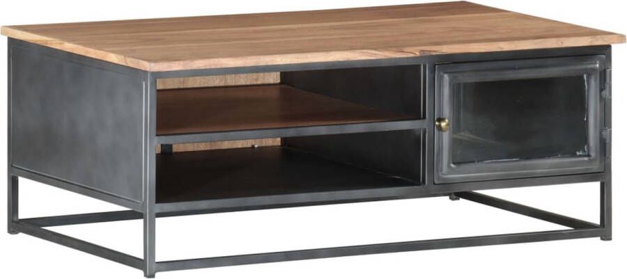 The Living Store Salontafel Massief Acaciahout 90 x 50 x 35 cm Grijs Geen montage vereist - Foto 2