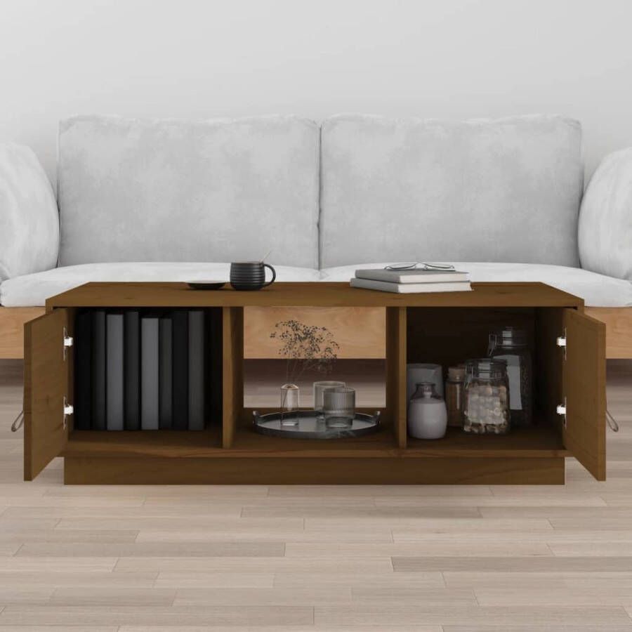 The Living Store Salontafel Massief Grenenhout 100 x 50 x 35 cm Honingbruin - Foto 2