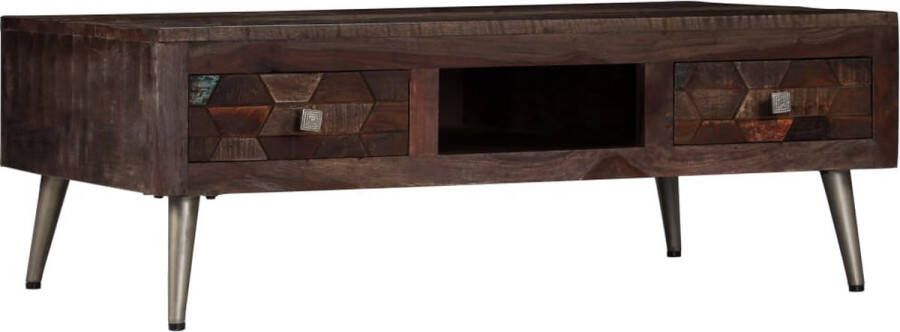 The Living Store Salontafel Massief Hout 100 x 60 x 35 cm Gerecycled Hout Stalen Poten - Foto 2