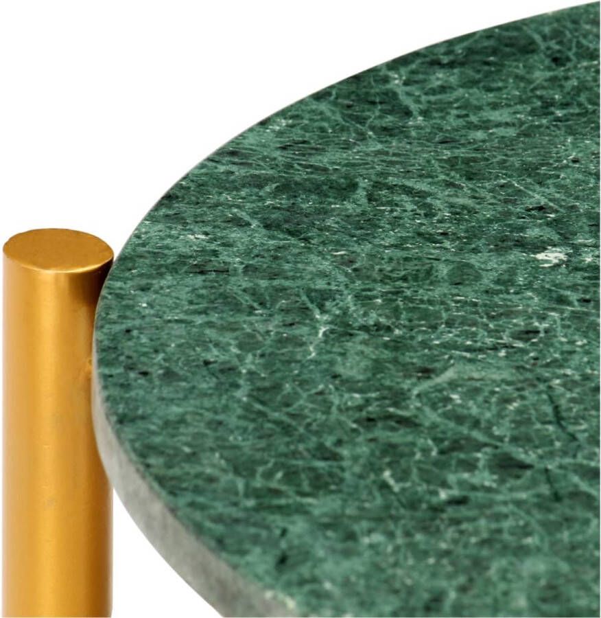 The Living Store Salontafel Modern Groen 60 x 60 x 35 cm Echt Steen met Marmeren Textuur Salontafel Modern Groen Marmer Look Stenen Tafel - Foto 2