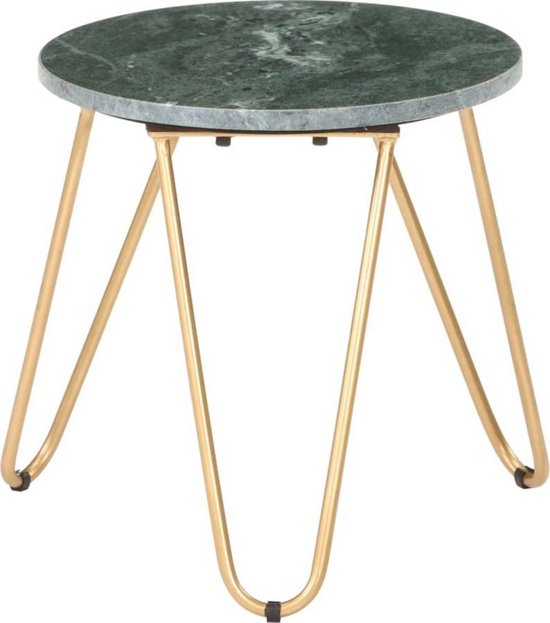 The Living Store Salontafel 40x40x40 cm echt steen met marmeren textuur groen Salontafel Modern Groen Marmerlook Stenen Tafel - Foto 2