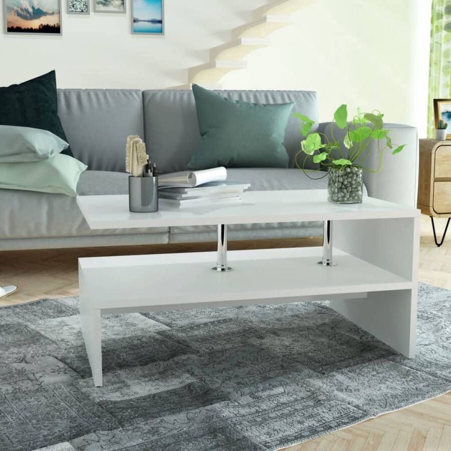 The Living Store Salontafel Modern Spaanplaat 90 x 59 x 42 cm Opbergruimte + Montageset - Foto 2