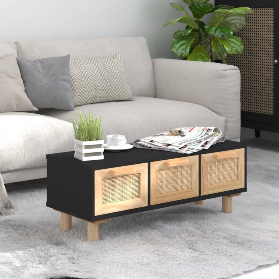 The Living Store Salontafel Rattan 80x40x30 cm Zwart - Foto 2