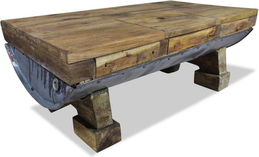 The Living Store Salontafel Retrostijl Hout 90x50x35cm Handgemaakt - Foto 2