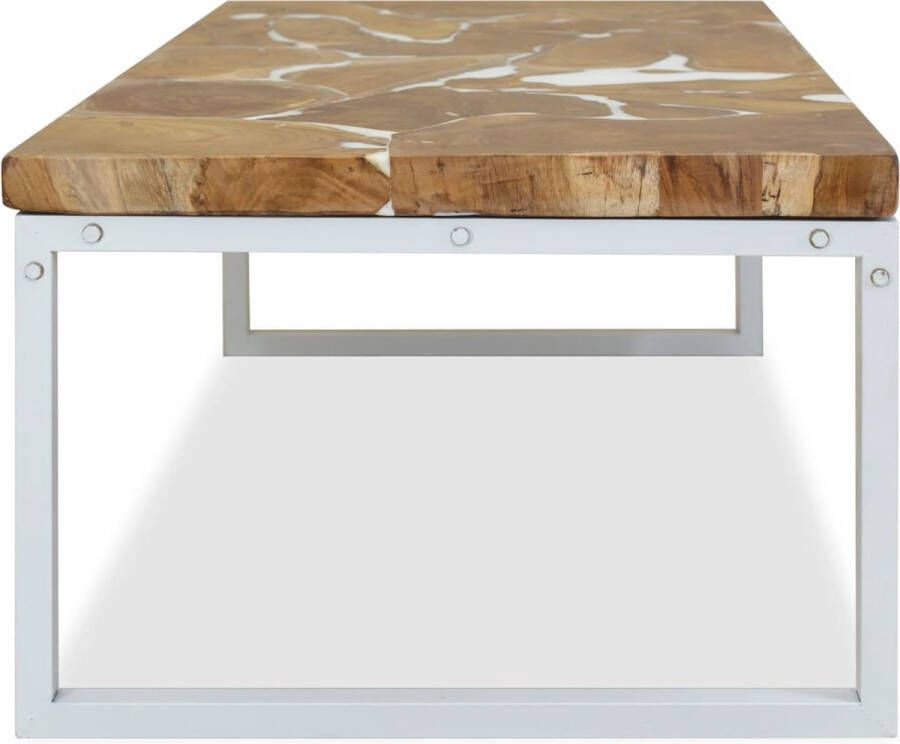 The Living Store Salontafel Rustieke Charme Teakhout met Hars 110x60x40 cm Handgemaakt - Foto 2