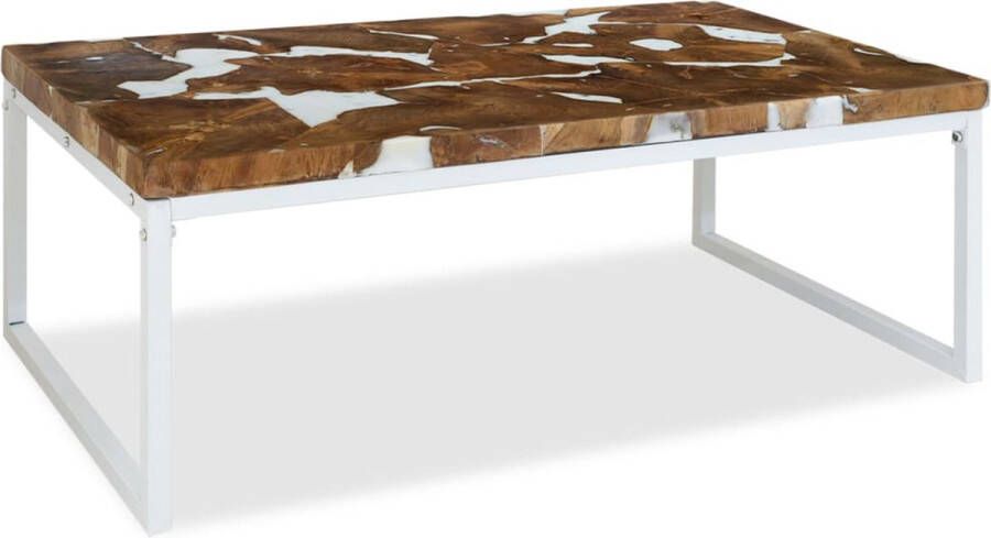 The Living Store Salontafel Rustieke Charme Teakhout met Hars 110x60x40 cm Handgemaakt