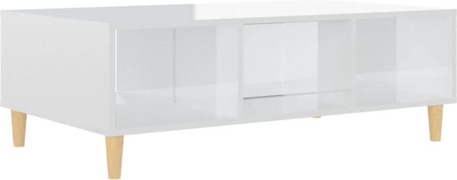 The Living Store salontafel Scandinavisch opbergschappen hoogglans wit 103.5 x 60 x 35 cm - Foto 3