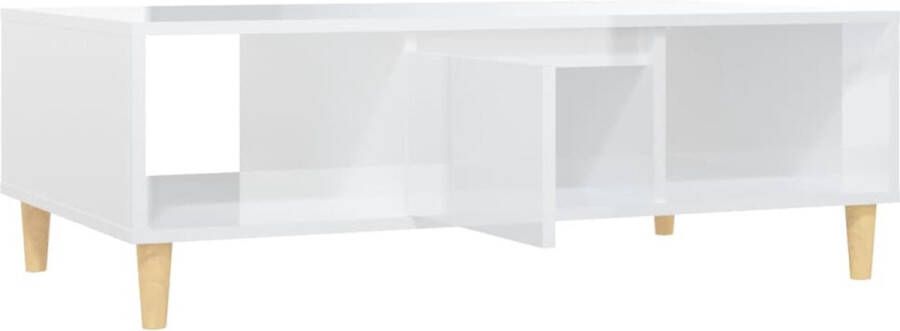 The Living Store salontafel Scandinavisch opbergschappen hoogglans wit 103.5 x 60 x 35 cm - Foto 2