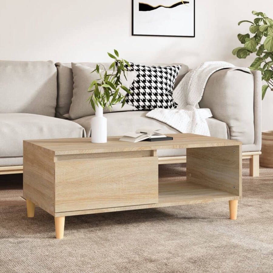 The Living Store Salontafel Scandinavische Stijl Bewerkt Hout 90 x 50 x 36.5 cm Sonoma Eiken - Foto 2