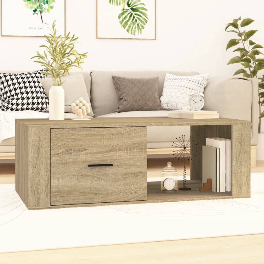 The Living Store Salontafel Sonoma eiken 100 x 50.5 x 35 cm Duurzaam en ruimtebesparend - Foto 2