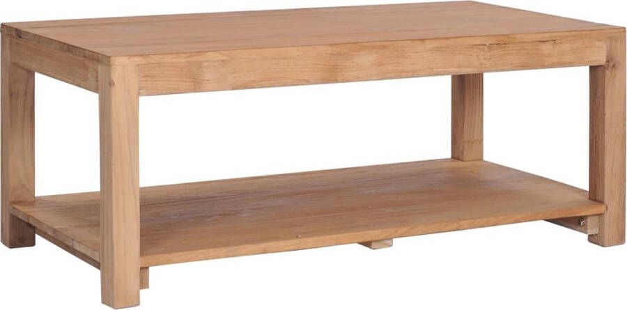 The Living Store Salontafel Teak 100x50x40 cm met schap Natuurlijke houtkleur - Foto 2