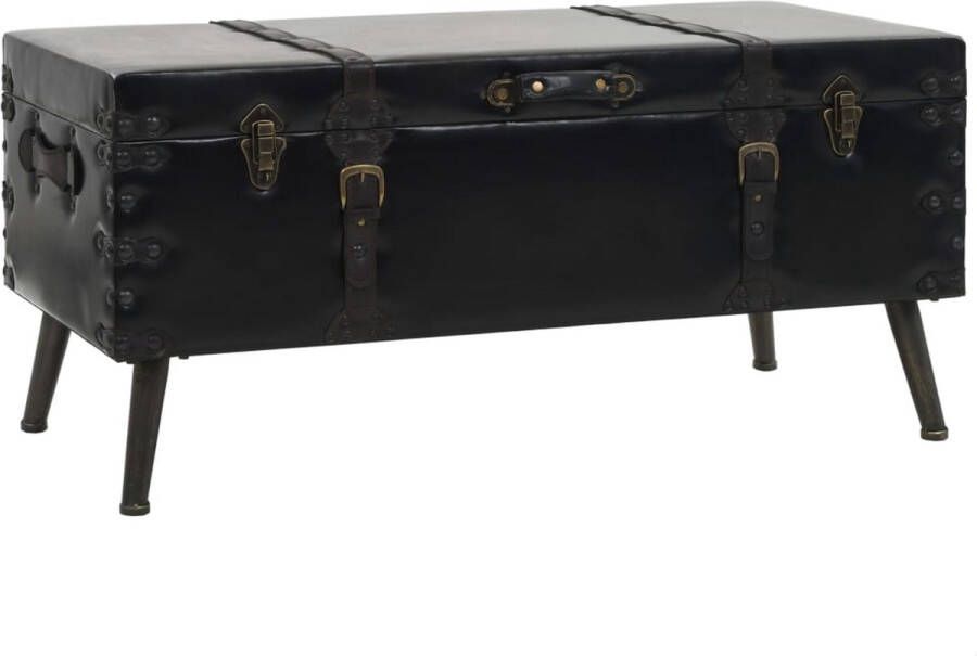 The Living Store Salontafel Vintage Reiskoffer 102 x 51 x 48 cm MDF Kunstleer Staal - Foto 2