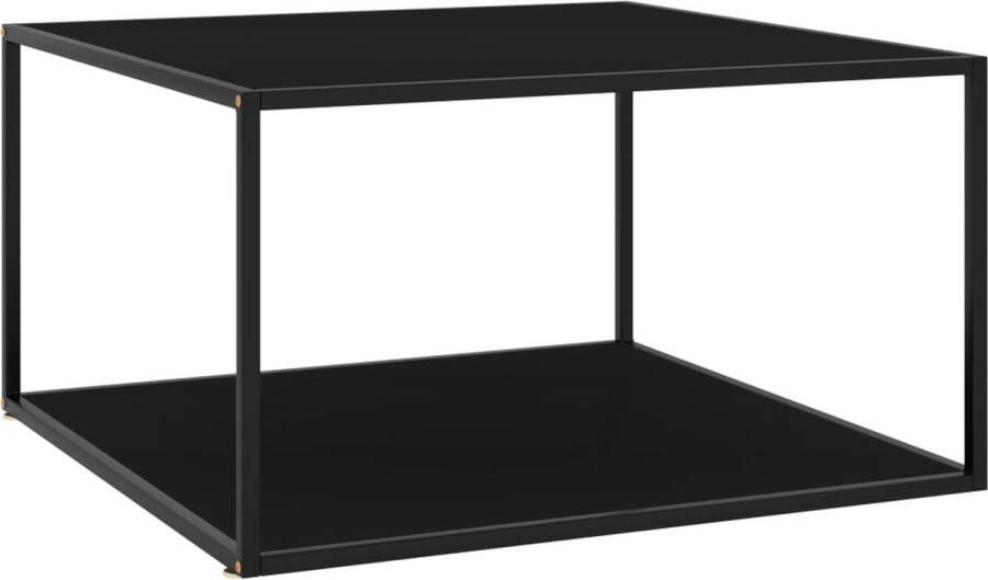 The Living Store Salontafel Zwart 90 x 90 x 50 cm Gehard glas en gepoedercoat staal - Foto 2