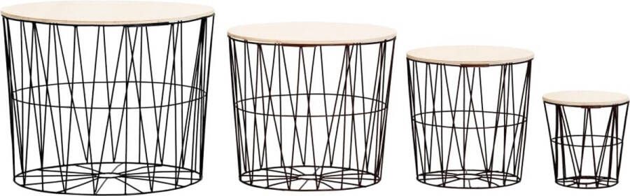 The Living Store Salontafelset Metaal en MDF 50x40 cm 40x35 cm 30x30 cm 20x20 cm Vintage Opbergbaar - Foto 2
