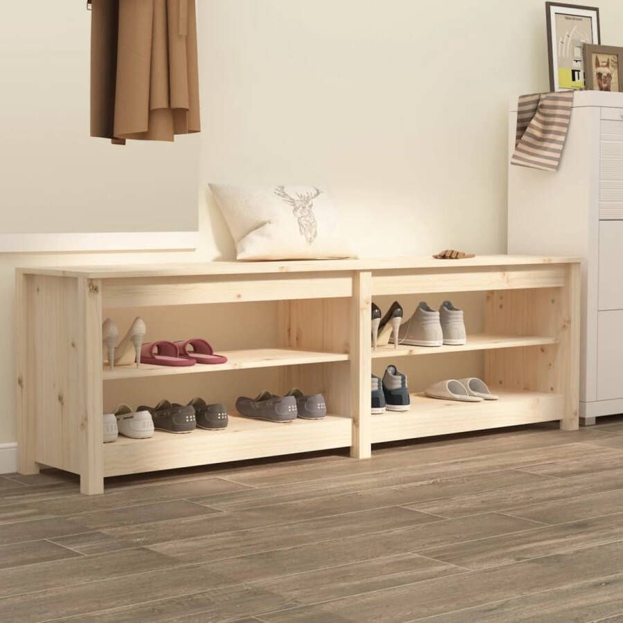 The Living Store Schoenenbank 160x36-5x50 cm massief grenenhout Schoenenkast - Foto 2