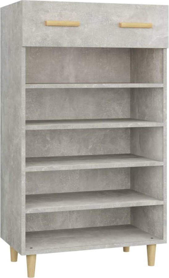 The Living Store Schoenenkast 60x35x105 cm bewerkt hout betongrijs Schoenenkast - Foto 1
