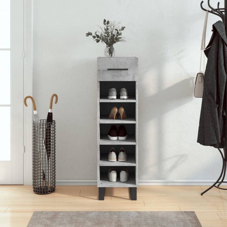 The Living Store Schoenenkast Betongrijs 30 x 35 x 105 cm Hoge kwaliteit - Foto 2