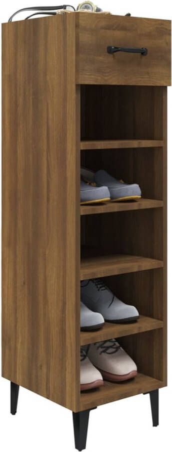 The Living Store Schoenenkast Bruineiken 30 x 35 x 105 cm Metaal Ruimtebesparend Schoenenkast Schoenen Organisatie Bruine Houten Schoenenkast Compact Schoenenkast Ruime Schoenenkast
