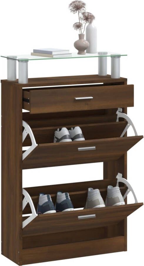 The Living Store Schoenenkast Bruineiken 63x24x104 cm Duurzaam materiaal